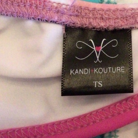 Kandi Kouture Pink Watercolor Print Mesh Crop Bra Dance Top Size TS - Picture 5 of 6